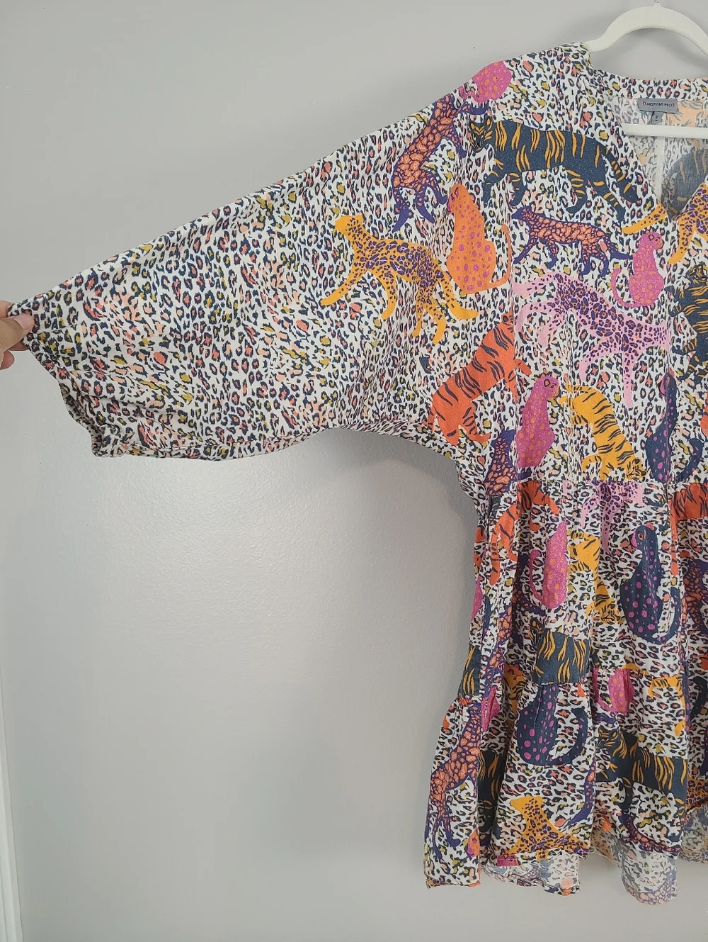 Anthropologie x Conditions Apply Multicolor Animal Tiger Tiered Tunic Dress XL - Picture 4 of 16